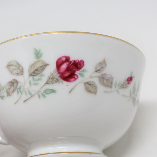 Teacup and Saucer, Diamond China, Moss Rose, Vintage Japan, SOLD