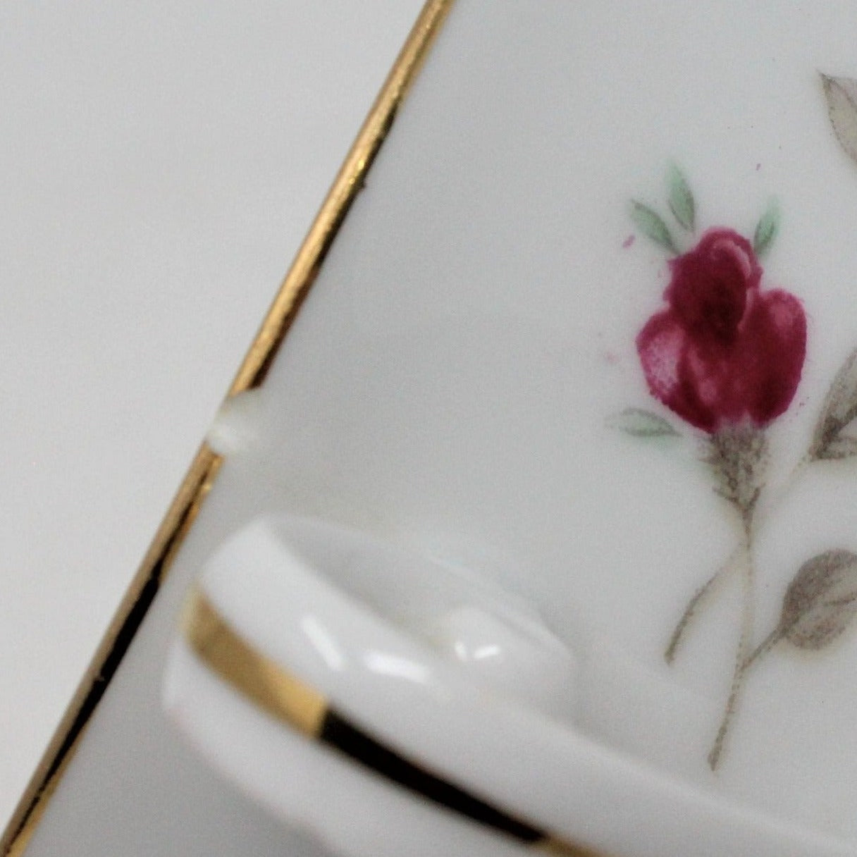 Teacup and Saucer, Diamond China, Moss Rose, Vintage Japan