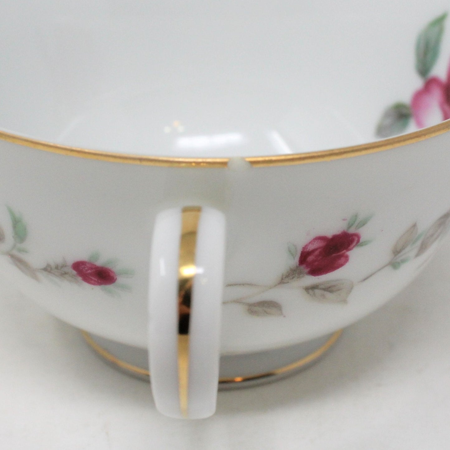 Teacup and Saucer, Diamond China, Moss Rose, Vintage Japan