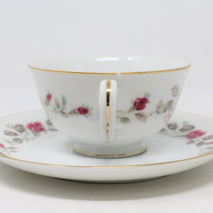 Teacup and Saucer, Diamond China, Moss Rose, Vintage Japan