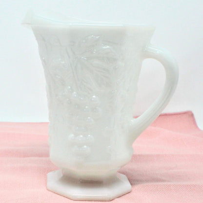 Milk Pitcher / Creamer, Anchor Hocking, Grapes Milk Glass, 20 oz, Vintage