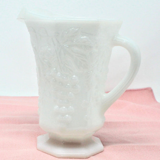 Milk Pitcher / Creamer, Anchor Hocking, Grapes Milk Glass, 20 oz, Vintage