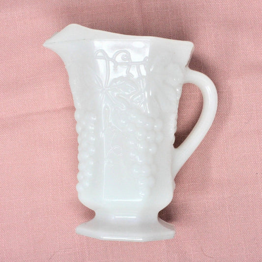 Milk Pitcher / Creamer, Anchor Hocking, Grapes Milk Glass, 20 oz, Vintage