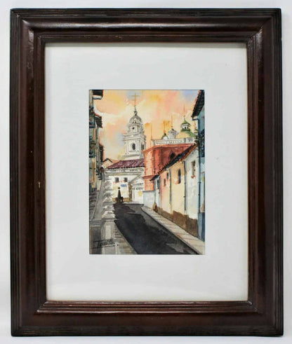 Painting Watercolor, Trujillo, Old Town #3, Signed by Artist, Framed, Vintage