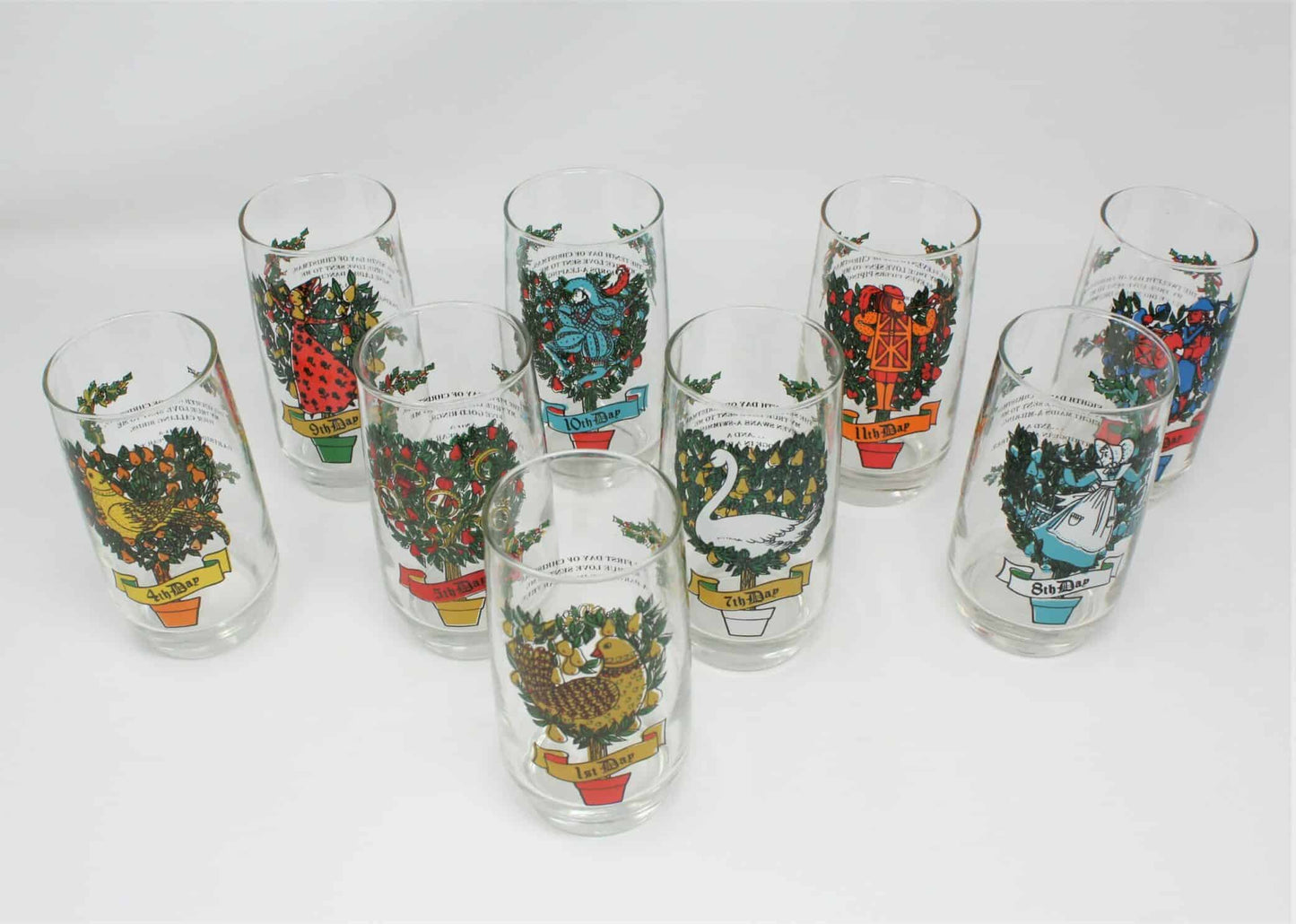 Glass Tumbler, Anchor Hocking 12 Days of Christmas, 10 Lords A Leaping, Vintage