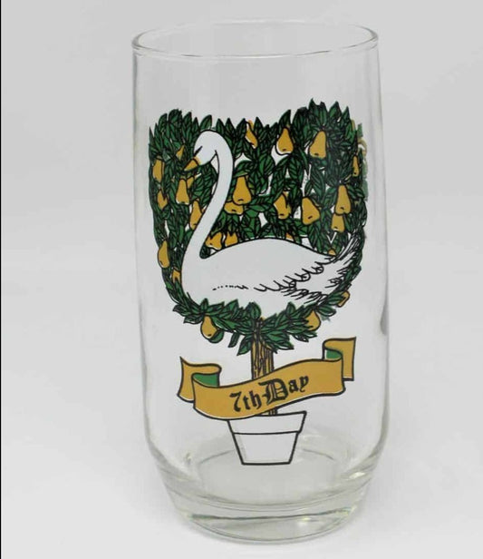 Glass Tumbler, Anchor Hocking 12 Days of Christmas, 7 Swans a Swimming, Vintage