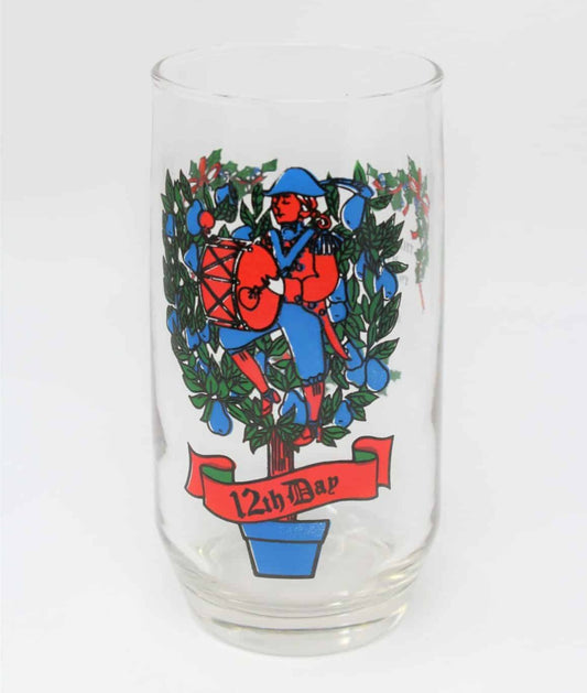Glass Tumbler, Anchor Hocking 12 Days of Christmas, 12 Drummers Drumming, Vintage