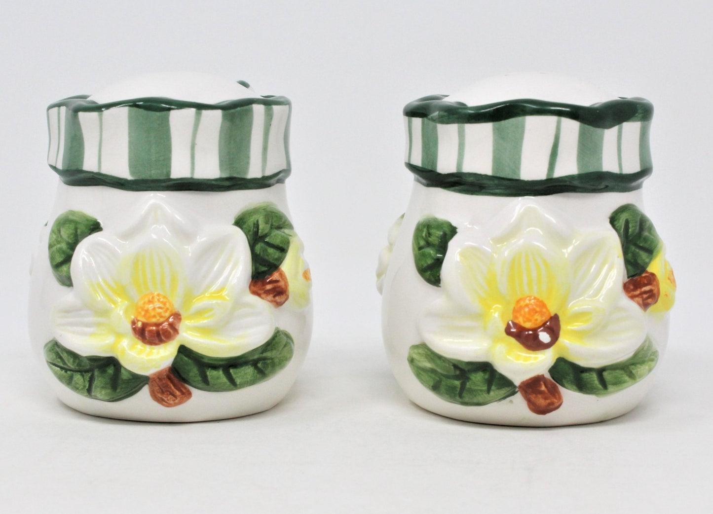 Salt and Pepper Shakers, Young's China, Magnolia and Bows, Ceramic 1996, SOLD