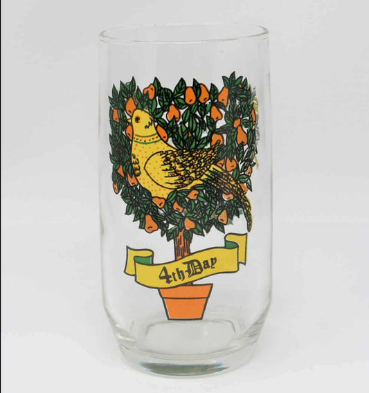 Glass Tumbler, Anchor Hocking 12 Days of Christmas, 4 Calling Birds, Vintage