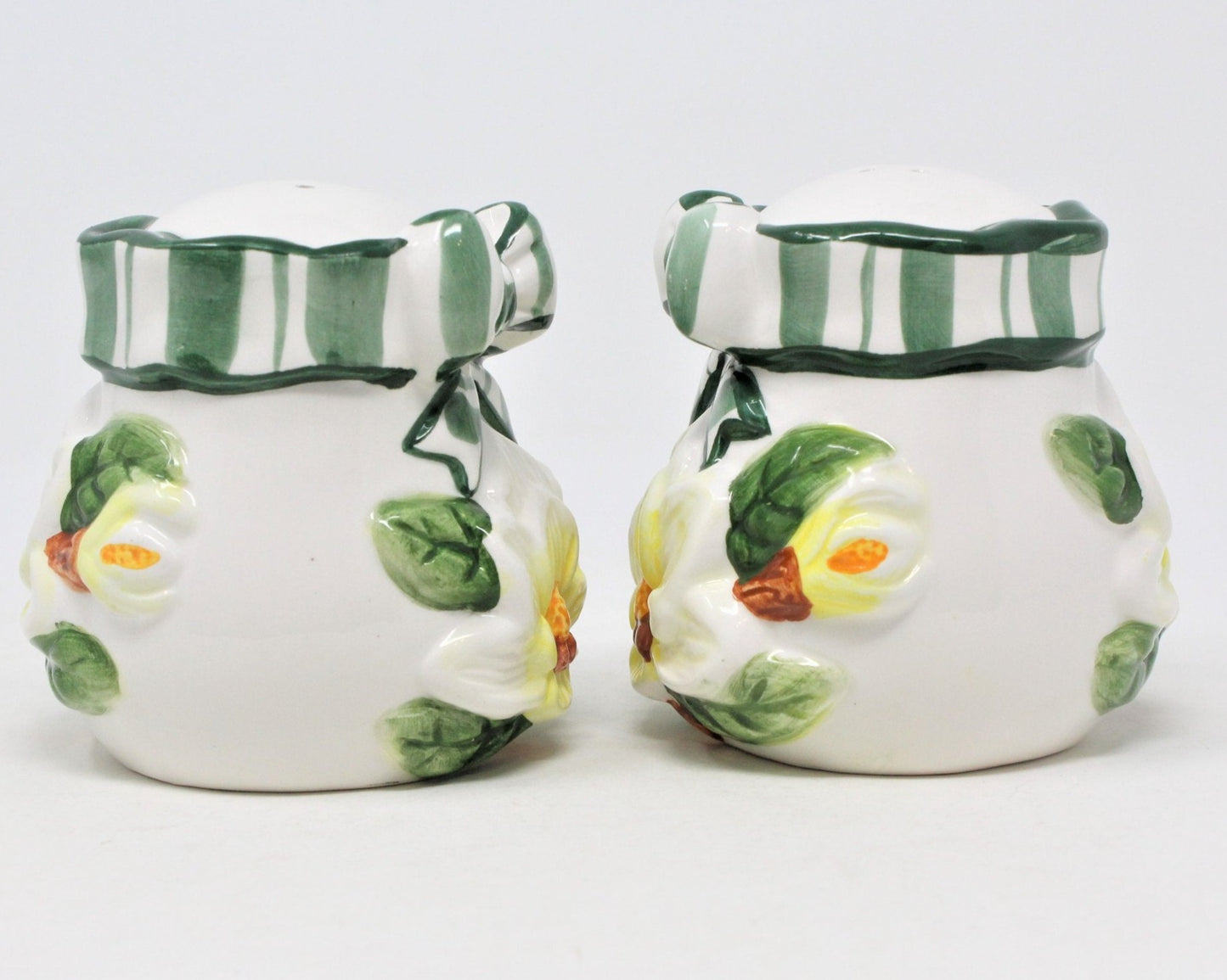 Salt and Pepper Shakers, Young's China, Magnolia and Bows, Ceramic 1996, SOLD