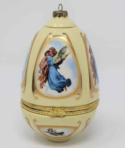 Ornaments, Valerie Parr Hill, Mr. Christmas Musical Egg, Angels, Vintage