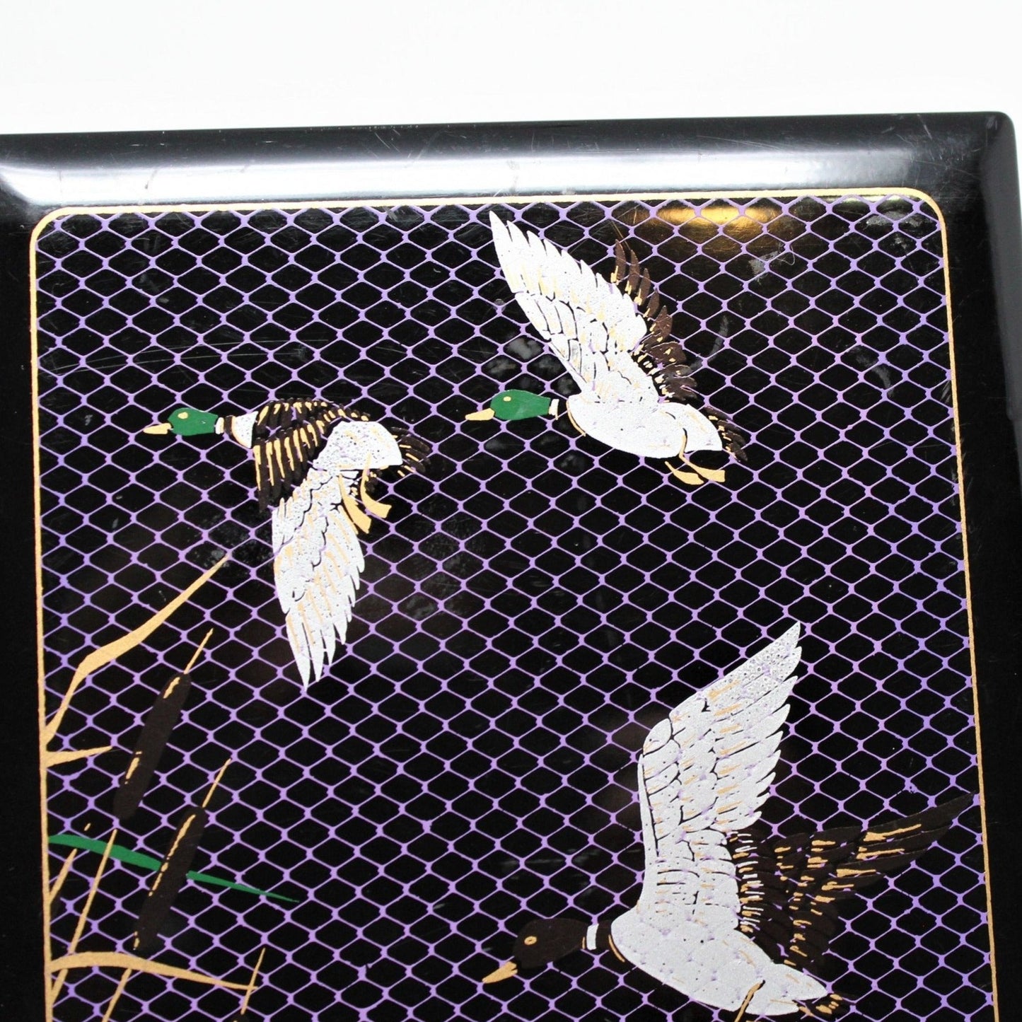 Book, Address & Telephones, Mallard Ducks Lacquerware, Blank, Vintage