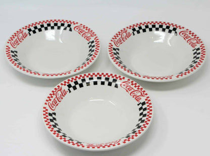 Soup Bowls, Gibson, Coca Cola, Racing Checkered Black/Red, Set of 3, SOLD