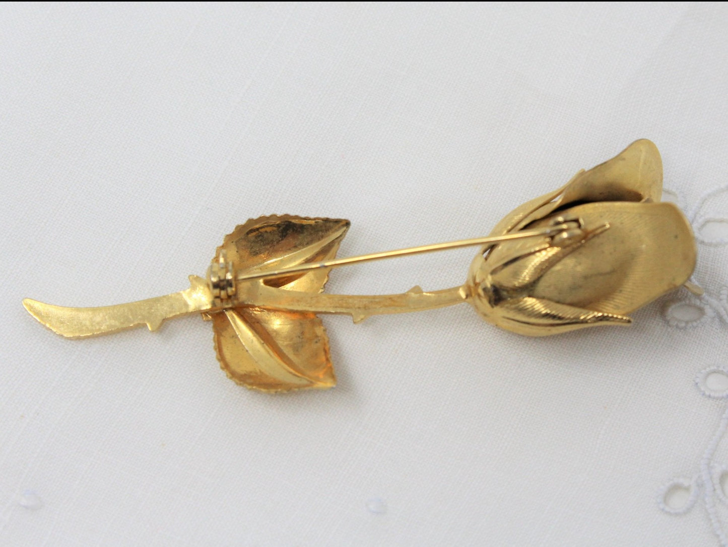 Brooch / Pin, Rose Bud, Gold Tone, Vintage