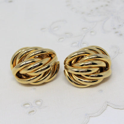 Earrings, Knotted Ovals, Gold Tone Clips, Vintage, SOLD