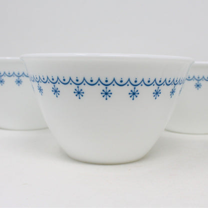 Coffee Cups, Corelle, Corning Blue Snowflake, Hook Handle, Set of 5, Vintage