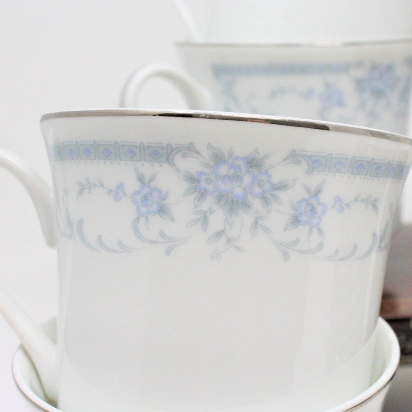 Coffee Cups and Saucers, Sheffield, Blue Whisper, Set of 7, Vintage