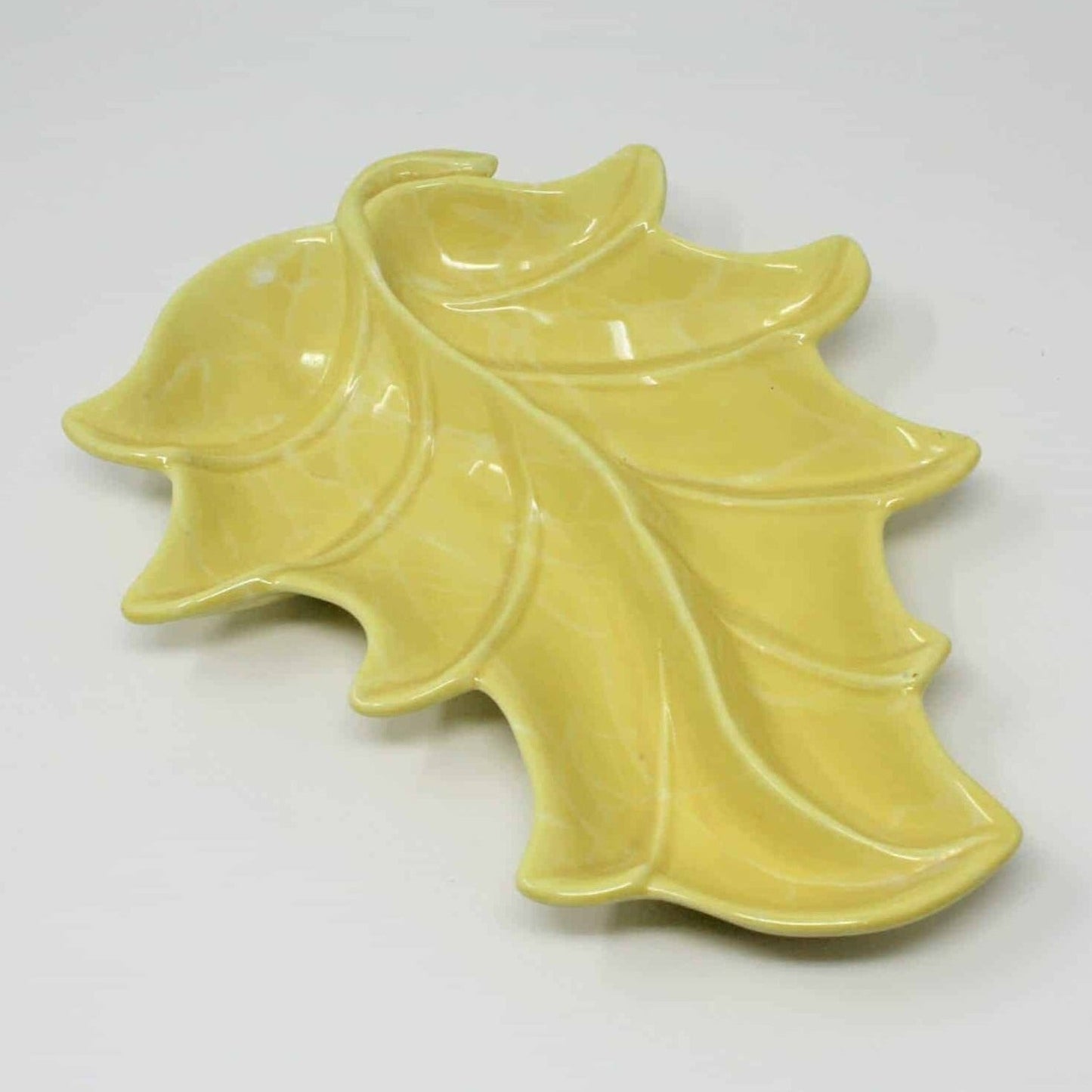 Divided Dish, Leaf Shaped, USA Pottery No 7, Vintage