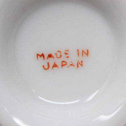 Demitasse & Saucer, Hand Painted Floral, Red & Blue, Japan, Vintage