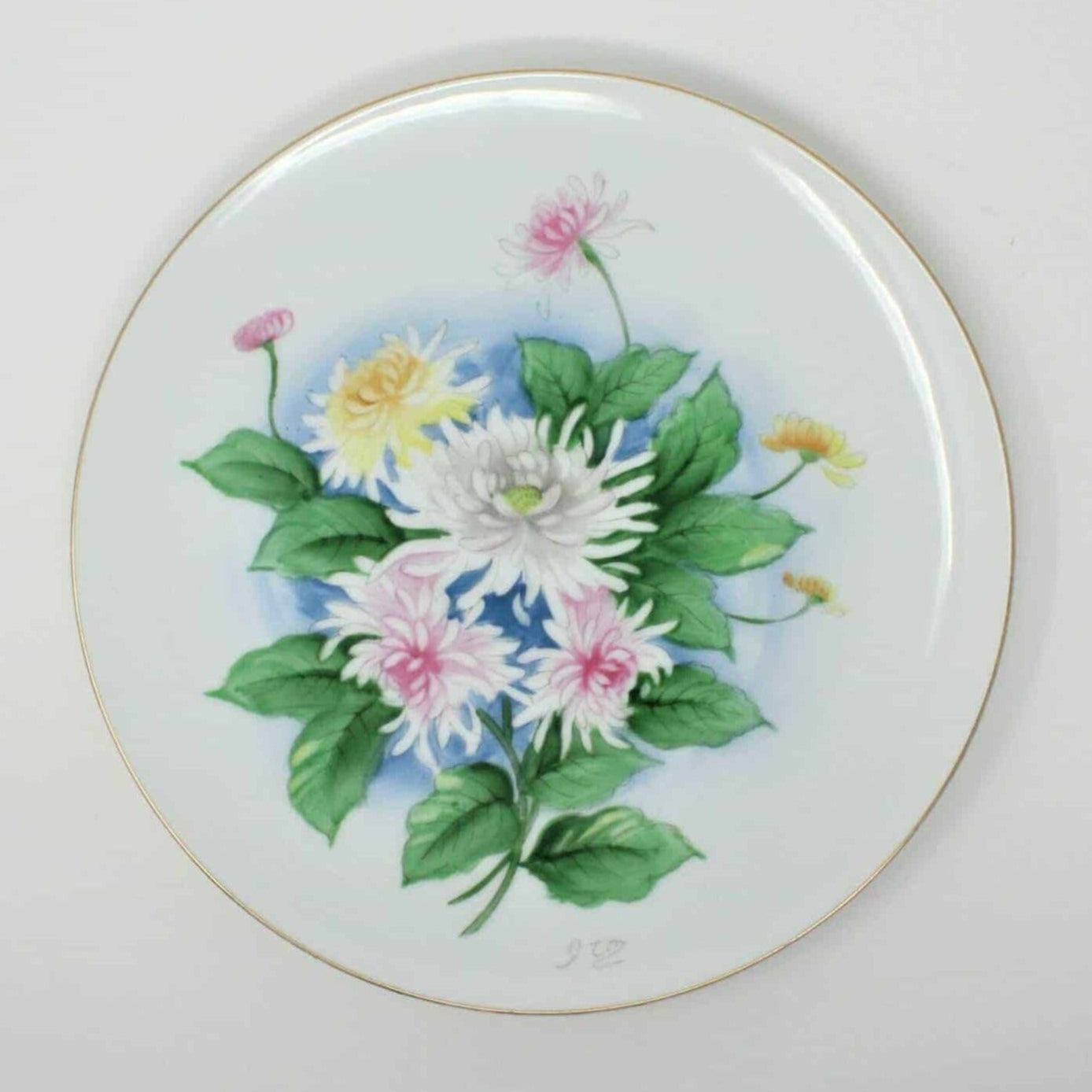 Decorative Plate, Hand Painted Signed, Spider Mums, Vintage Japan