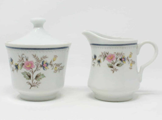 Creamer & Sugar with Lid, Ranmaru, Hampton, Crescent Fine China, Vintage