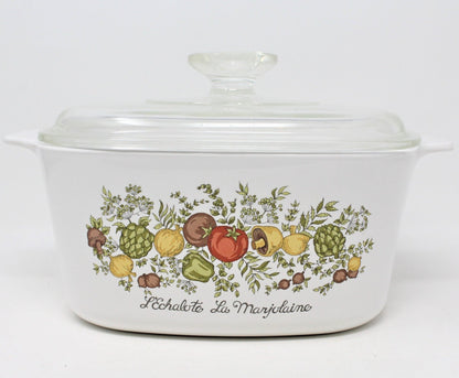 Casserole w/Lid, Corning, Spice of Life with Lid, 3 Qt, Vintage