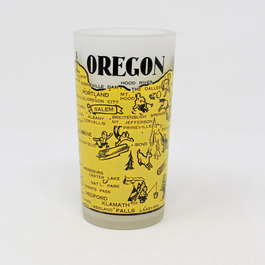 Glass Tumbler, Hazel Atlas State Souvenir, Oregon Frosted, Vintage