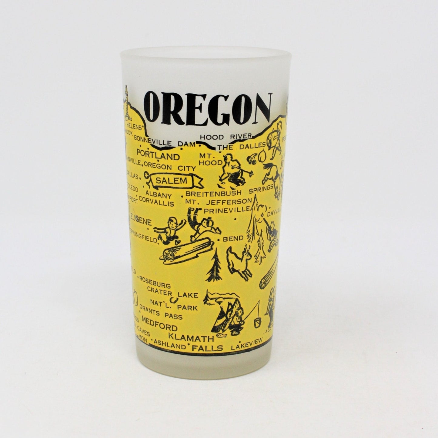 Glass Tumbler, Hazel Atlas State Souvenir, Oregon Frosted, Vintage