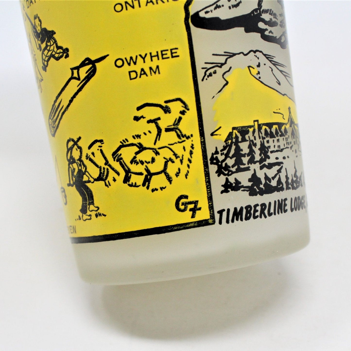 Glasses, Tumbler, Hazel Atlas State Souvenir, Oregon Frosted, Vintage