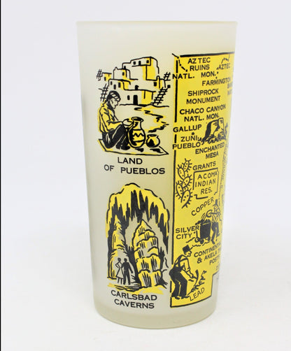Glass Tumbler, Hazel Atlas State Souvenir, New Mexico, Frosted, Vintage, SOLD
