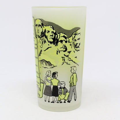 Glasses, Tumbler, Hazel Atlas State Souvenir, South Dakota, Frosted, Vintage