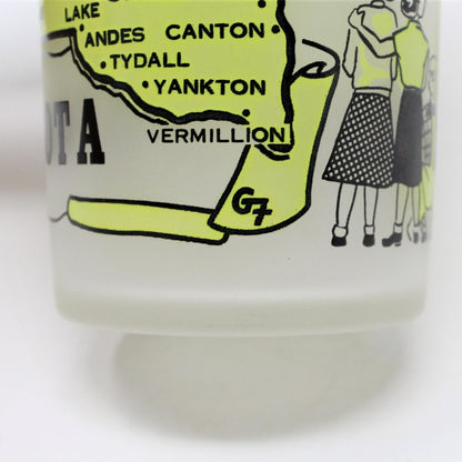 Glasses, Tumbler, Hazel Atlas State Souvenir, South Dakota, Frosted, Vintage