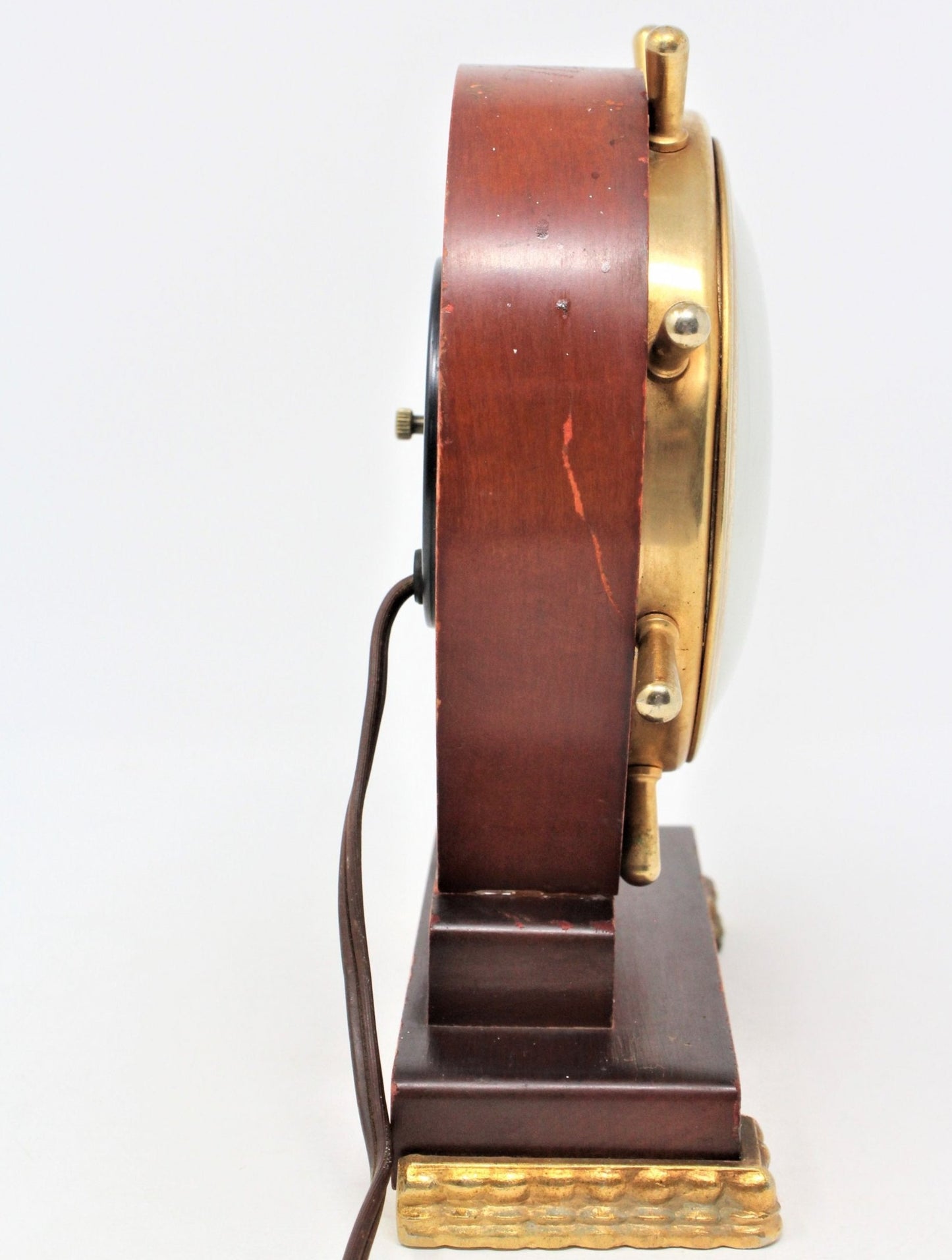 Clock, United Clock Co, Nautical Ship Wheel, Wood Case, Vintage