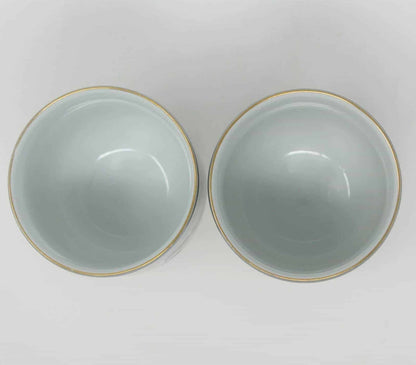 Teacups Japanese, Yunomi Style, Lotus Flower, Japan, Set of 2, Vintage