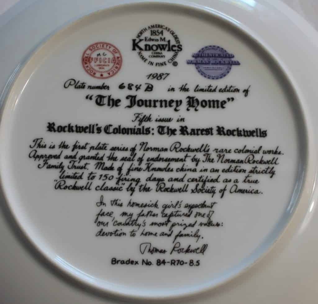 Decorative Plate, Knowles, Norman Rockwell, The Journey Home, Vintage