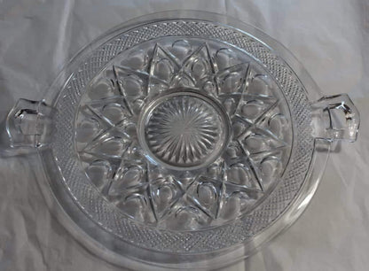Cake Plate, Imperial Glass, Cape Cod, Large Two Handled Plate, Vintage 13"