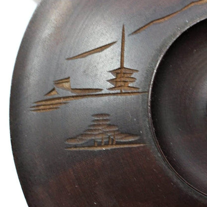 Bowl, Hand Carved Wood with Lid, Vintage Japan