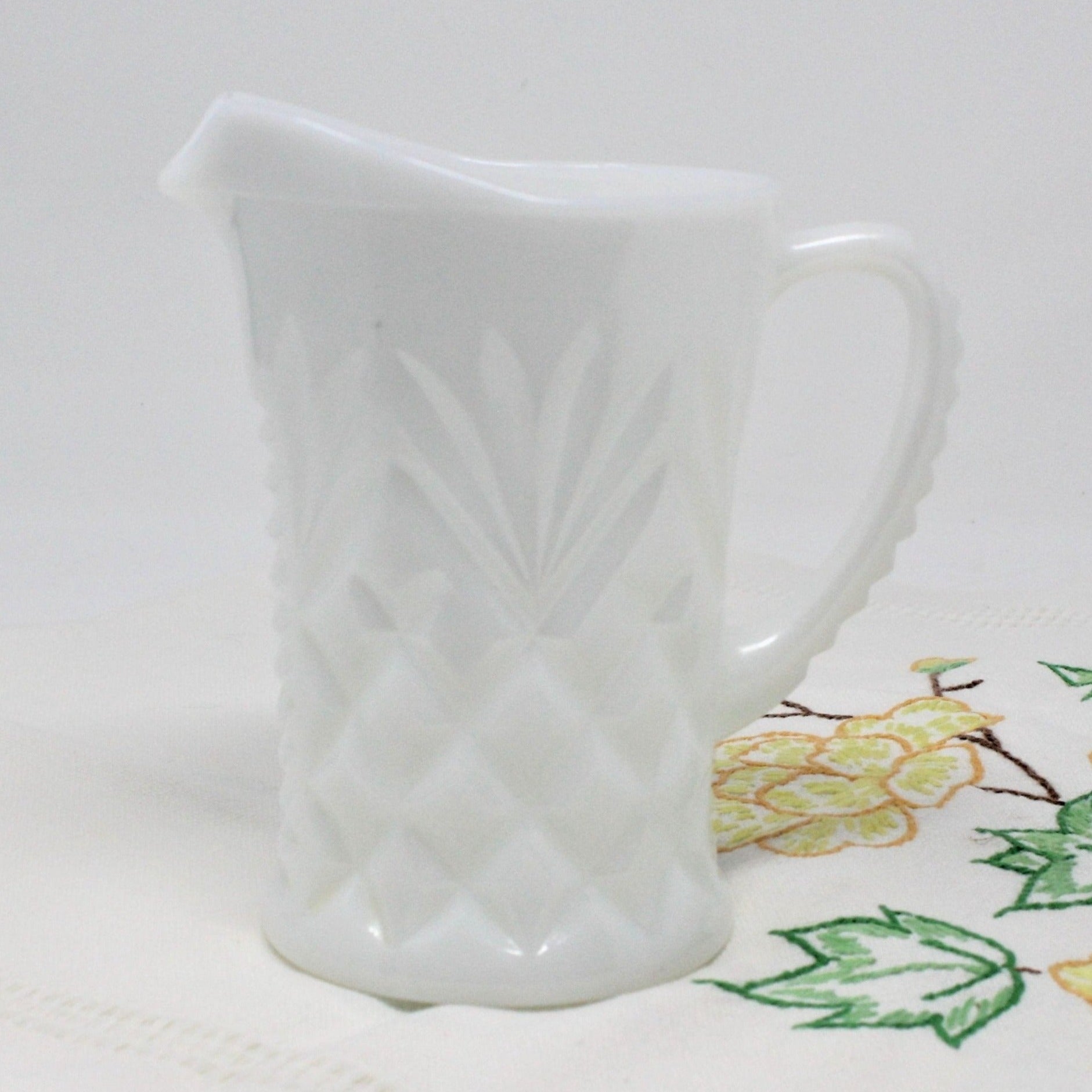 Small Glass Pitcher, Glass Milk Pitcher, Glass Creamer Pitcher