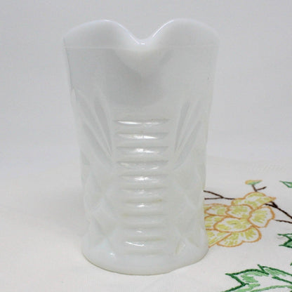 Creamer / Milk Pitcher, Anchor Hocking, Prescut Pineapple, Milk Glass, Vintage