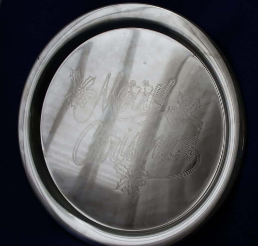 Tray, International Silver, Merry Christmas, Engraved, Vintage