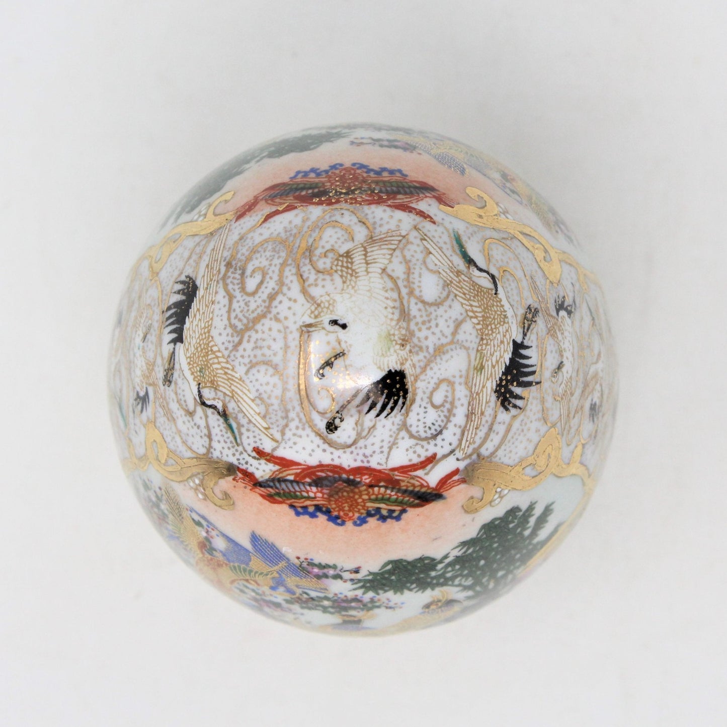 Egg, Satsuma Hand Painted Oriental Birds Moriage, Vintage