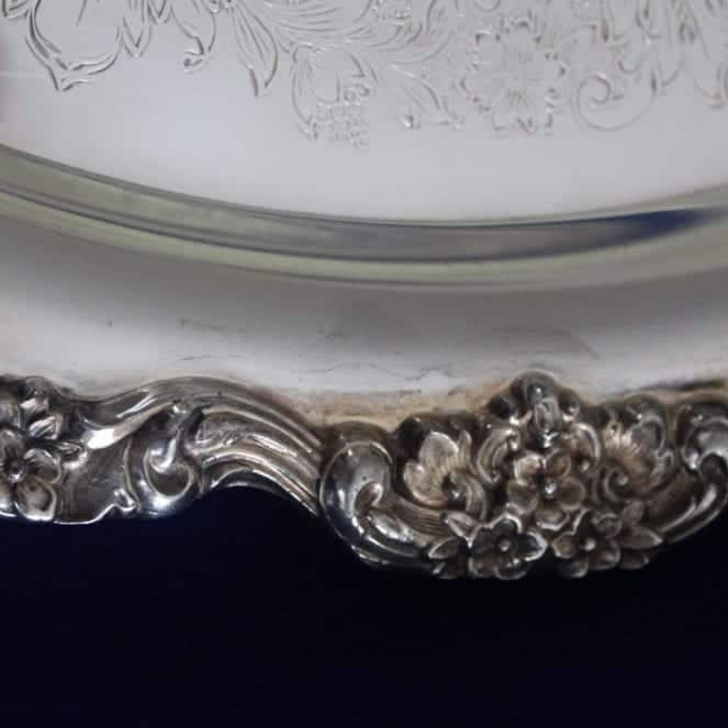 Tray, Poole, Lancaster Rose 428, Silverplate, Vintage 19"