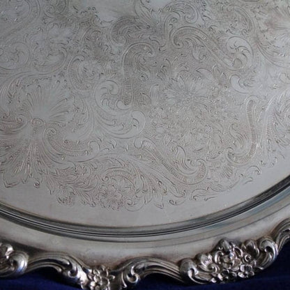 Tray, Poole, Lancaster Rose 428, Silverplate, Vintage 19", SOLD