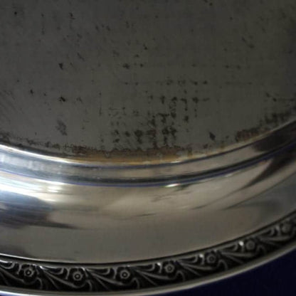 Tray, Wm Rogers, Silverplate, Floral 772, Ornate Etched, 15" Round, Vintage