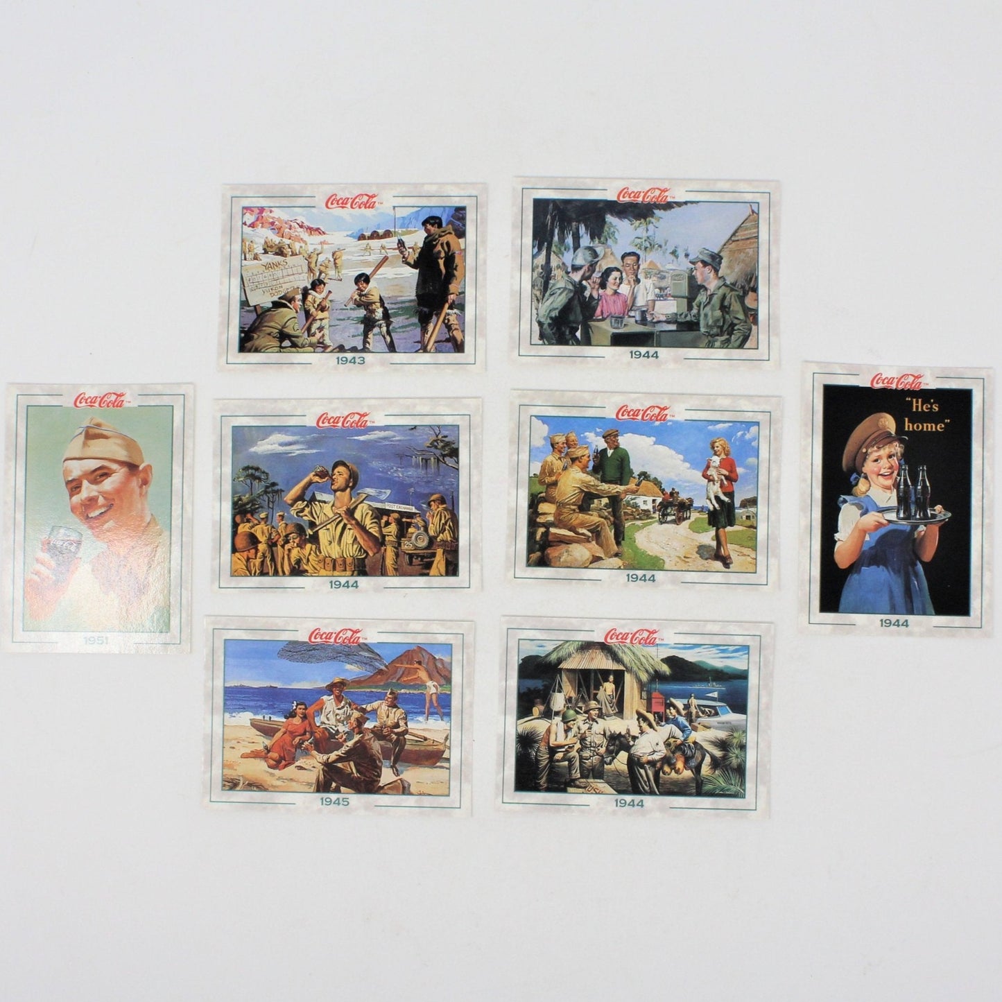 Coca Cola Collect A Card, WWII Men in the Military Cards, Set of 8, 1994