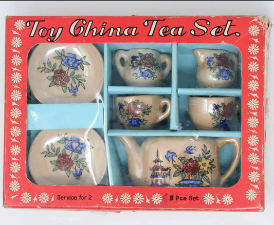 Children's Tea Set, Lusterware Floral, in Box, Japan, Vintage, SOLD