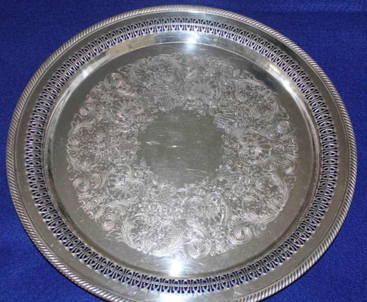Vintage Tray Rogers, Spring Flower, Reticulated, Silverplate