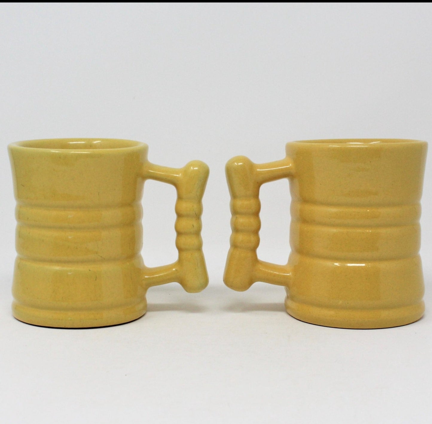 Mugs, Frankoma C3 Autumn Yellow, Red Sapulpa, Set of 2, Vintage