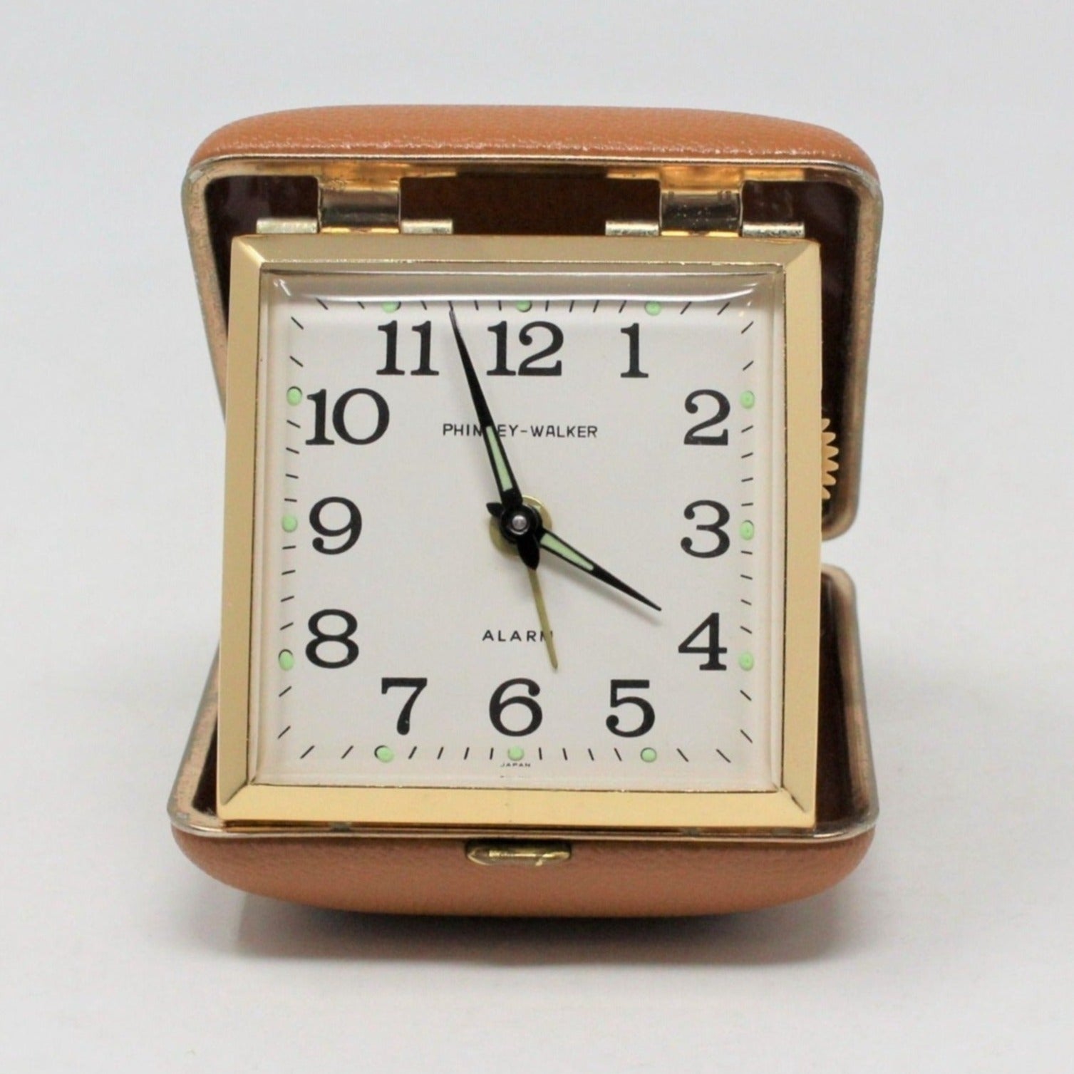 Vintage Phinney Walker Travel Alarm Clock 1950's Japan