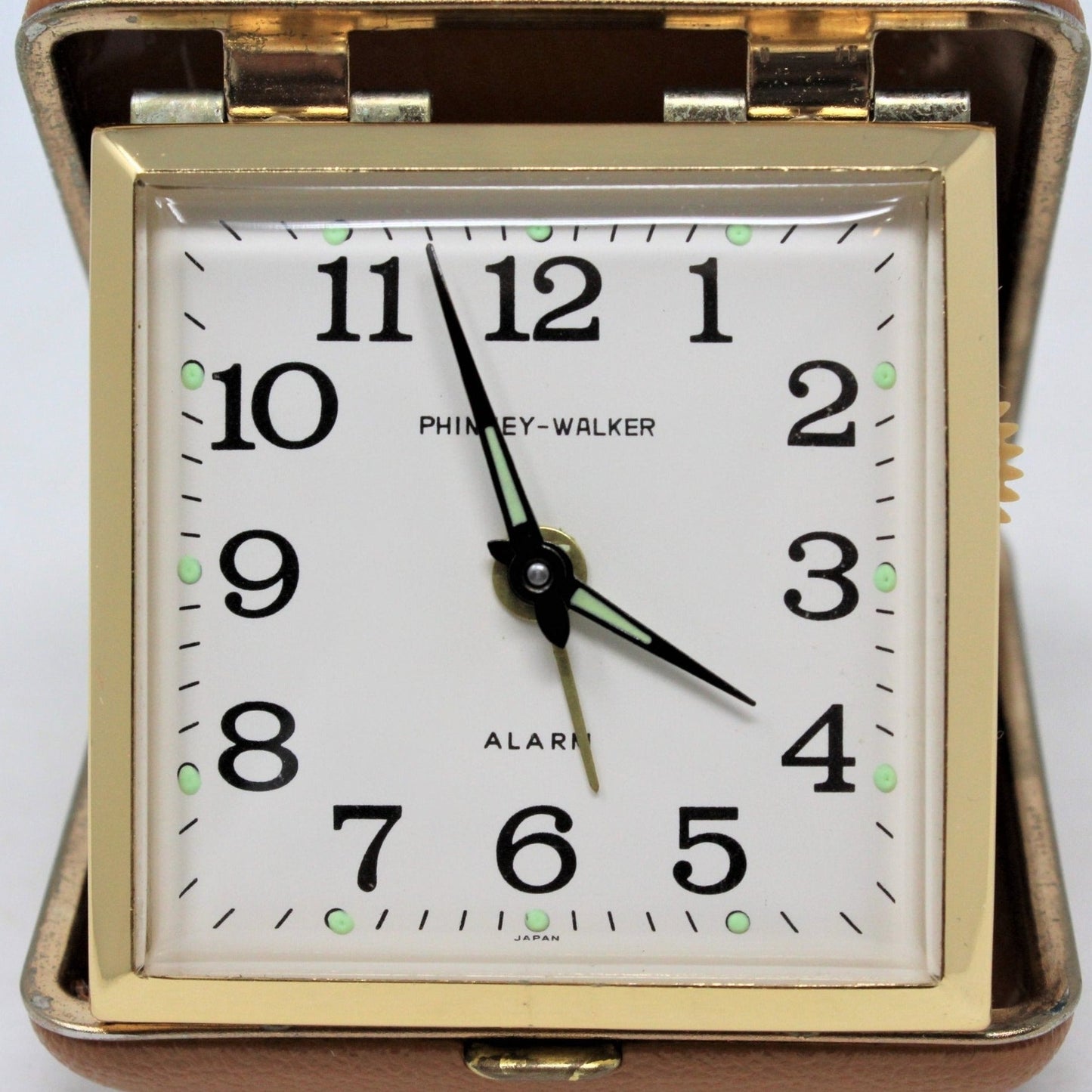 Mid Century travel alarm clock, radium face